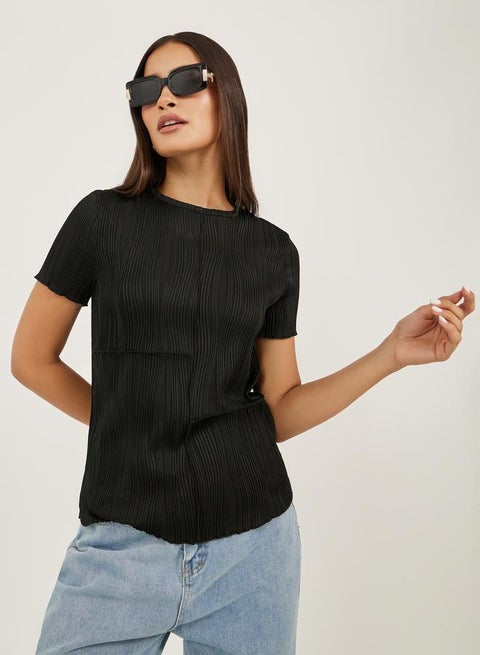 Textured Exposed Seam Regular Fit T-Shirt